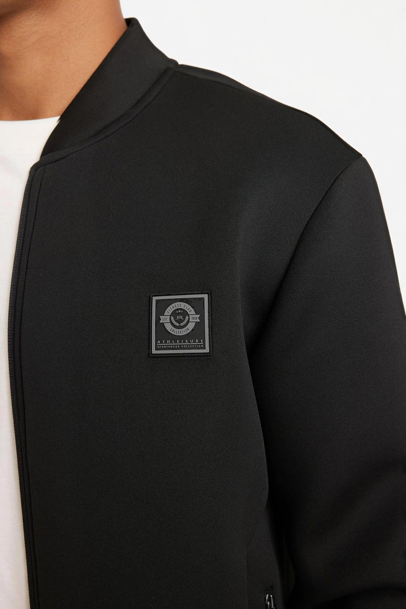 DeFacto Black Man Slim Fit College Collar Bomber Jacket Casual - Image 4